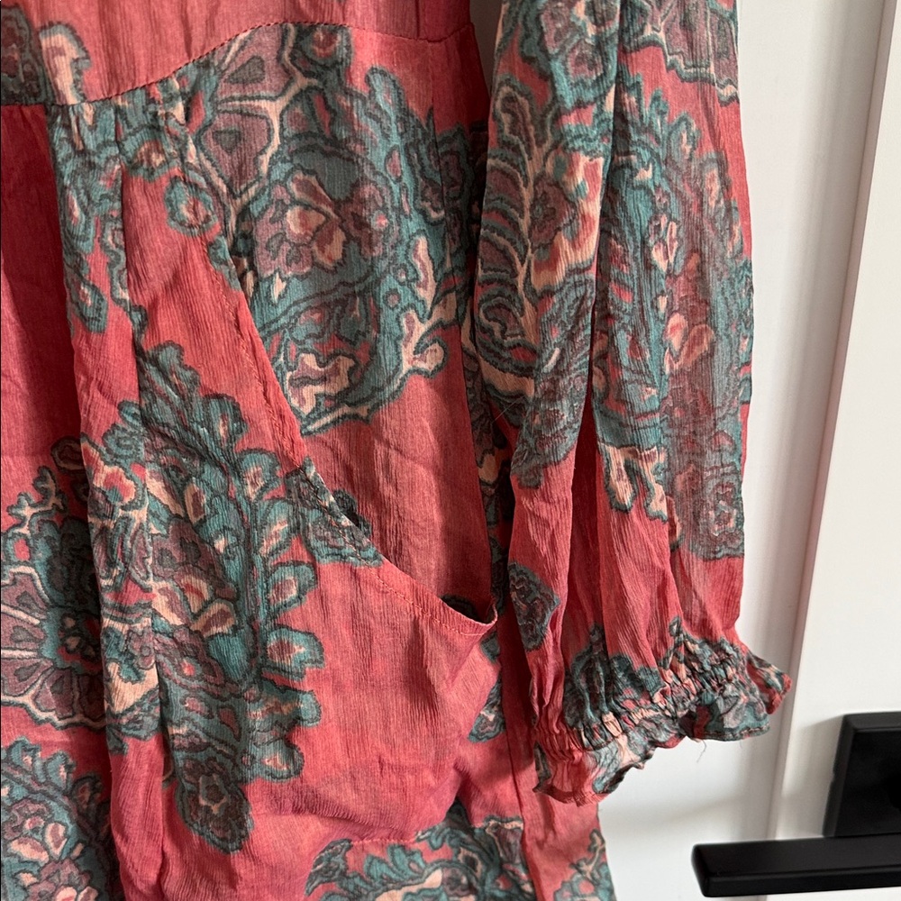 Free People Floral Paisley Patterned Sheer Long Sleeve Tunic Size XS - Picture 4 of 7
